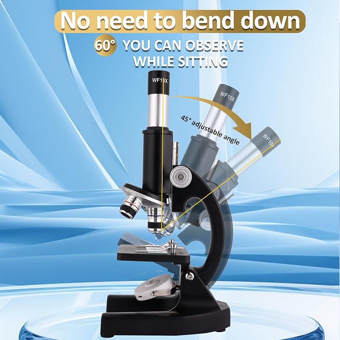 Microscope for Kids & Adults,40X-2000X Microscope with Phone Adapter & Slides Set,Suitable for Students School Lab and Home Education
