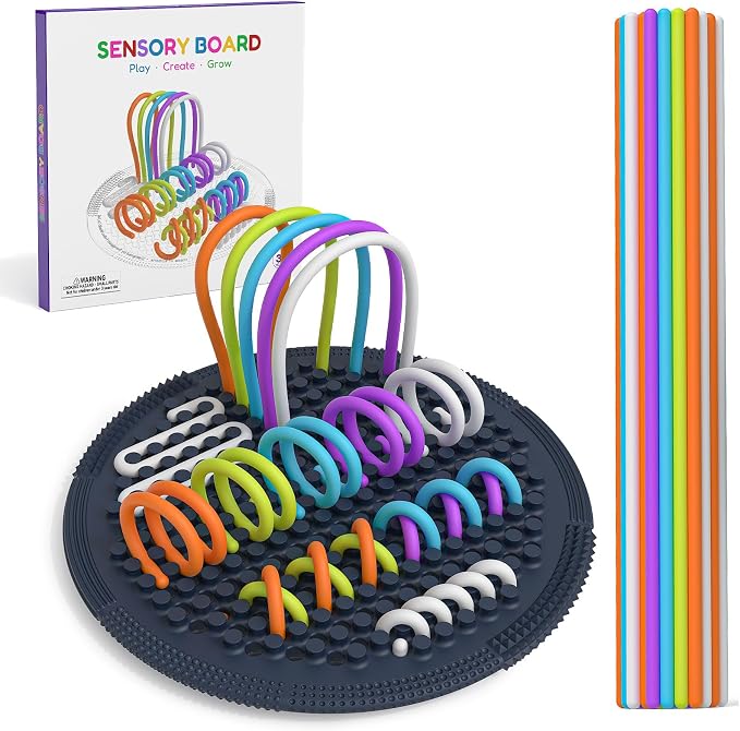 Sensory Activity Board:Fidget Toy for Anxiety, ADHD Kids & Adults | sensory toys for Kids 3+ and Adults, with 25 pull strings and a portable bag for travel, classrooms and everyday play