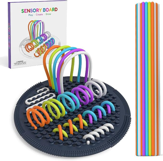 Sensory Activity Board:Fidget Toy for Anxiety, ADHD Kids & Adults | sensory toys for Kids 3+ and Adults, with 25 pull strings and a portable bag for travel, classrooms and everyday play
