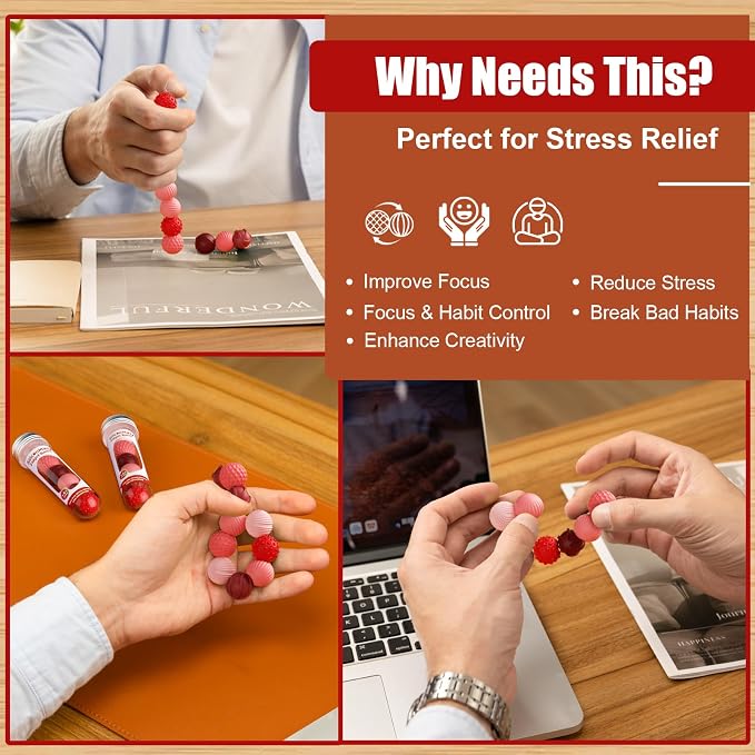 Magnetic Fidget Balls, 6 Pack Silicone Sensory Toys for Adults & Teens | Quiet Stress Relief Balls for Office, Fun Desk Toys with Textures, Calming & Relaxing Gift for Men & Women