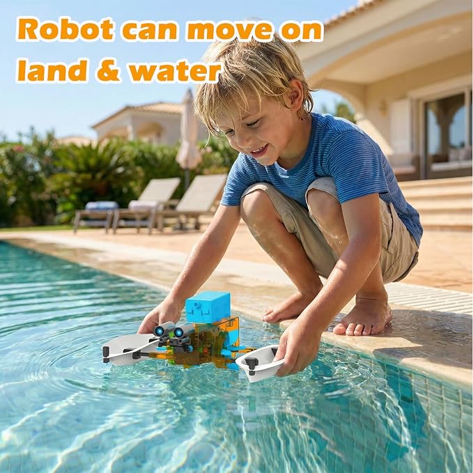 STEM 25-in-1 Solar Robot Kit Educational Building Toys for Kids Age 8-13 | Transparent Body Shows Gears Run, Solar or Battery Powered, DIY Robotics Science Kit Birthday Gift for Age 8+
