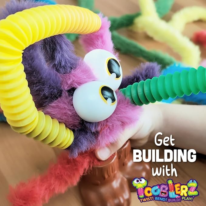 WeVeel TOOBLERZ Kids Craft Kit, 62-Piece DIY Monsters & Animals, Ages 5+ | Screen-Free Creative Play Reusable Mix-and-Match Parts Fuzzy Sticks & Stretchy Tubes Open-Ended Building Fun