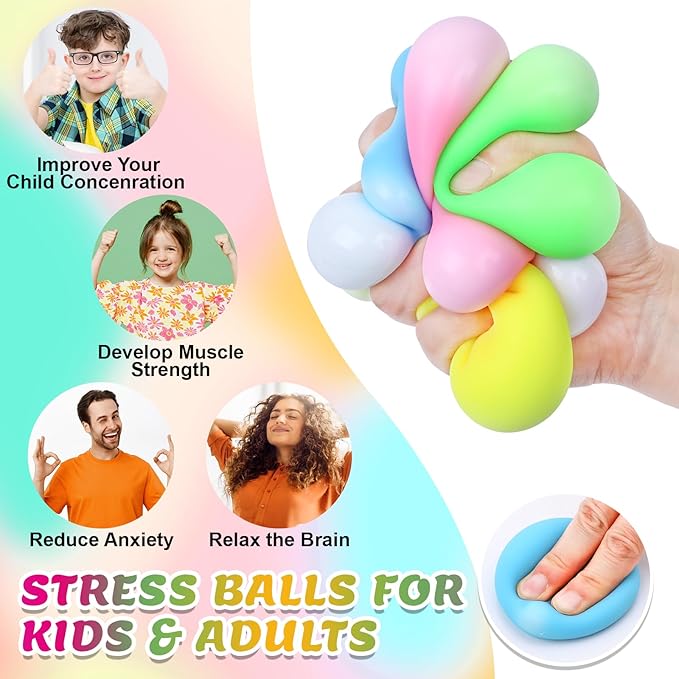 VISCOO 8 Pack Slow Rising Stress Ball,Stress Balls for Adults,Fidget Toys | Hand Therapy Sensory Squishy Ball for Stress Relief, Squishy Toys,Treasure Prize Box Toys for Kids Classroom