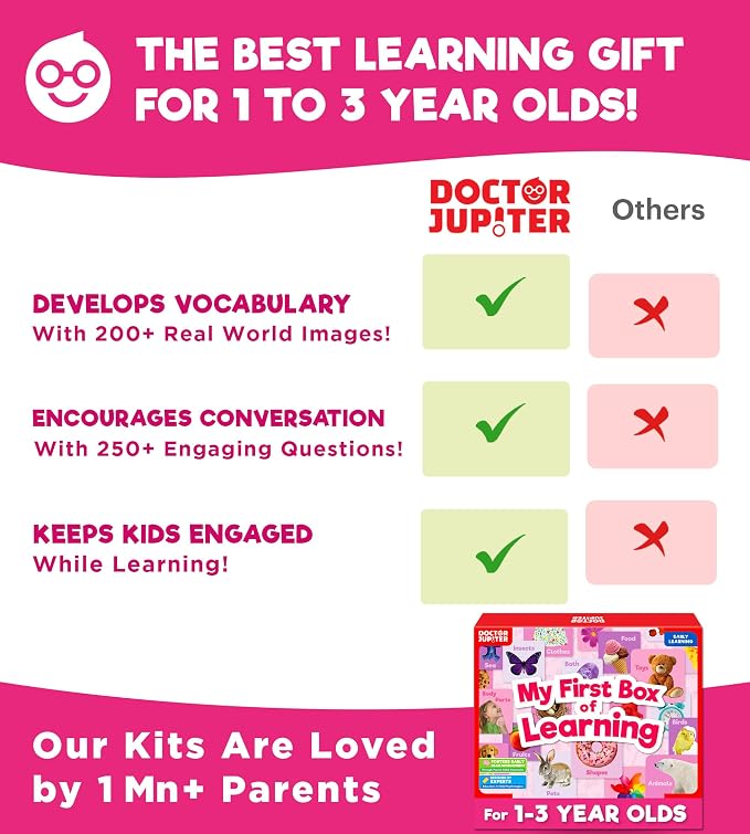 Doctor Jupiter Girls' First Box of Learning Toy Set for Kids Ages 1-3 Year Old | My First Box of Learning, Toddler Educational Activities, Birthday Gift Ideas for Girls Ages 1,2,3, Learning Toy Set