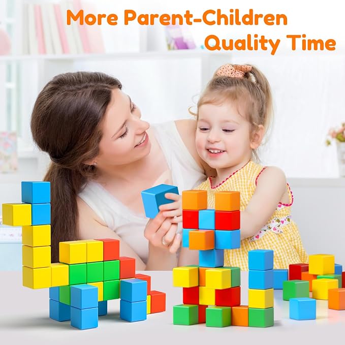 Feoxialy Magnetic Blocks,1.42IN 32pcs Large Magnet Building Block for Kids | Toddlers Toys for 3 4 5 6 7 8 Year Old Boys Girls Magnet Cubes Learning Sensory Toy for Kids Age 4-8 Christmas Birthday Gifts