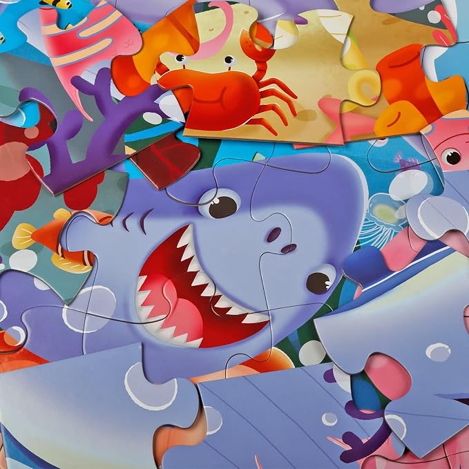 Jumbo Floor Puzzle for Kids,48 Piece Underwater Jigsaw Puzzle Ages 3-8 | Underwater Animal Puzzle,Extra-thick Cardboard,Preschool Learning Toy,35x24 in Completed,Educational Gift for Boys and Girls