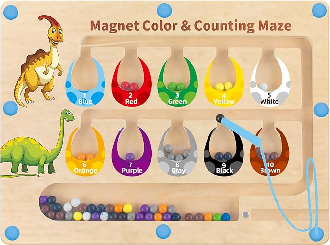 HONGID Dinosaur Toys,Magnetic Color and Number Maze, Montessori Toys for 3 4 5 Year Old,Learning Educational Sensory Toys for Toddlers and Kids Boys Girls,Christmas Stocking Stuffers for Kids