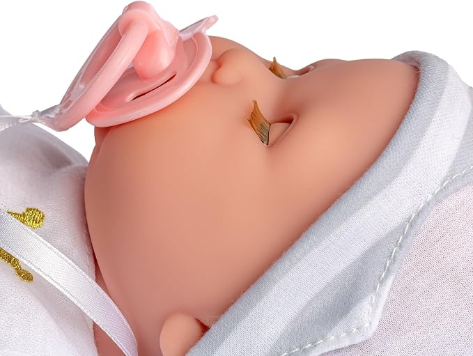 15" Realistic Soft Body Baby Doll with Open/Close Eyes | JC Toys - Berenguer Boutique | Bottle & Pacifier | Grey | Ages 2+