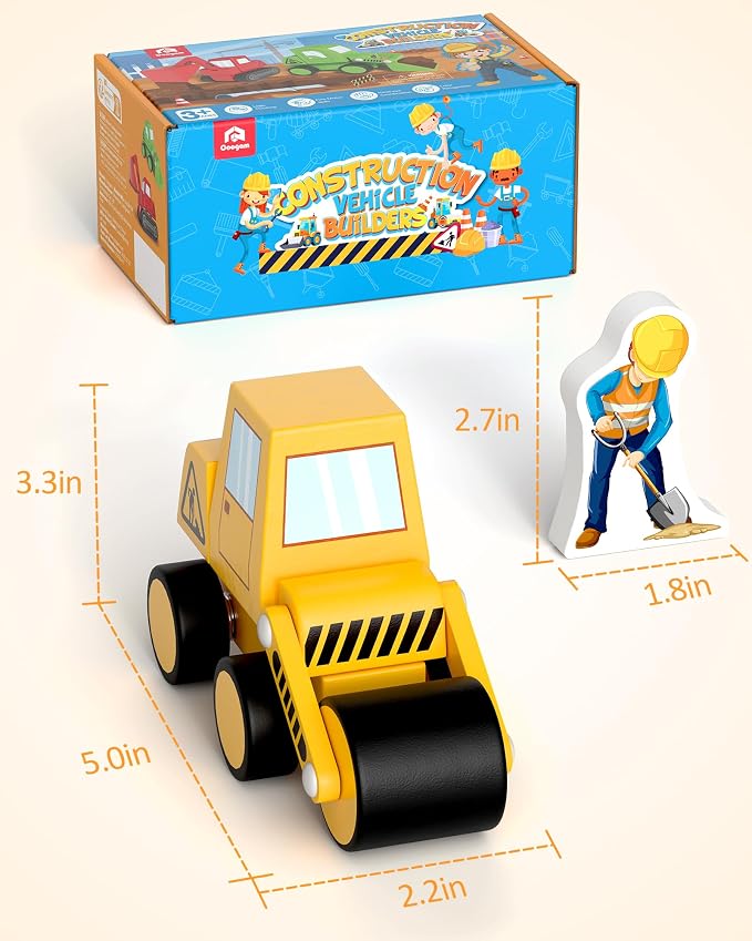Coogam Snap Together Vehicle Toys for Toddlers, Assembly Building Game | Wooden Montessori Take Apart Construction Engineering Car, STEM Fine Motor Educational Toy Gift for Kids Ages 3-8