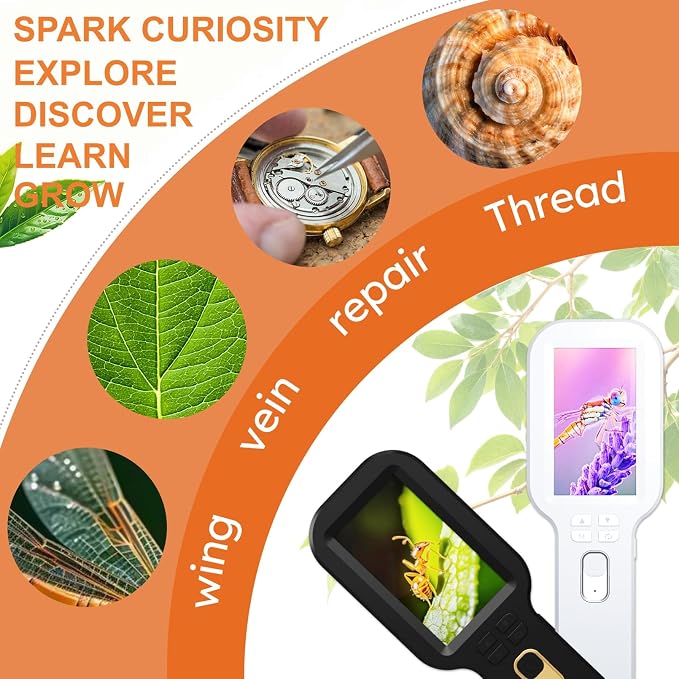 Kids Microscope Camera Autofocus Magnifier 500X STEM Gift Toy for Ages 4-12 | Handheld Digital Magnifying Glass Camera with 3.0" HD Screen and Photo/Video Record, Portable Edu Science Kits for Children