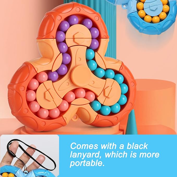 SUOXU Magic Bean Rotating Brain Teaser Finger Puzzle Toy,Boys Girl Handheld Spinner Stress Anxiety Relief Ball Game Sensory Toys, Gift for Kids Ages 3Above Easter Christmas Birthday New Year (Blue)