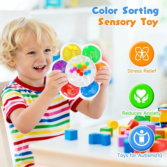 Christmas Color Sorting Sensory Toy for Toddlers 3-5 Years | Montessori Fine Motor Skills Development for Travel & Autism Learning Activity, Airplane, Classroom