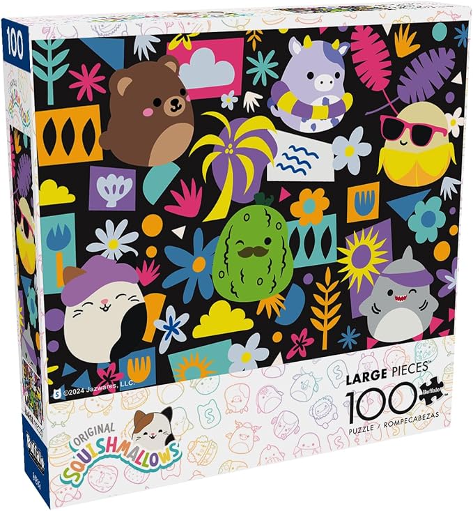 Buffalo Games - Squishmallow Color Pop - 100 Piece Puzzle for Kids Ages 6-8 | Finished Size 11 x 15 in, Recycled Board, Giftable, Frameable Art