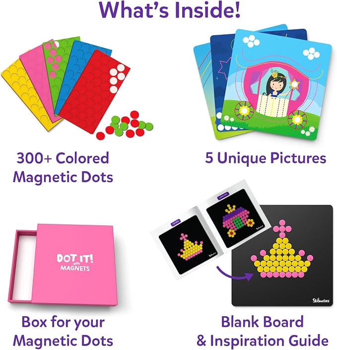 Skillmatics Art Activity – Dot It with Magnets Unicorns & Princesses | No Mess Repeatable Art for Kids, Craft Kits, DIY Creative Activity, Gifts for Boys & Girls Ages 4, 5, 6, 7, Travel Toy
