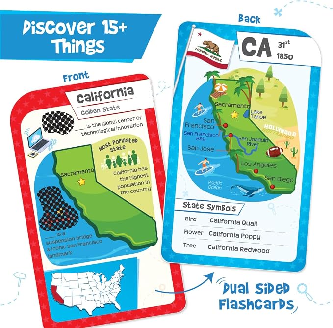 Imagimake Mapology USA Flash Cards | Learn United States Along with Flags and State Shapes | Ages 8-12 | Foam Jigsaw Puzzle, Fun Facts, Educational Toy for Kids | Gift for Christmas and Birthdays | Learn 750+ Facts of USA with Swipe & Reveal, Classroom...