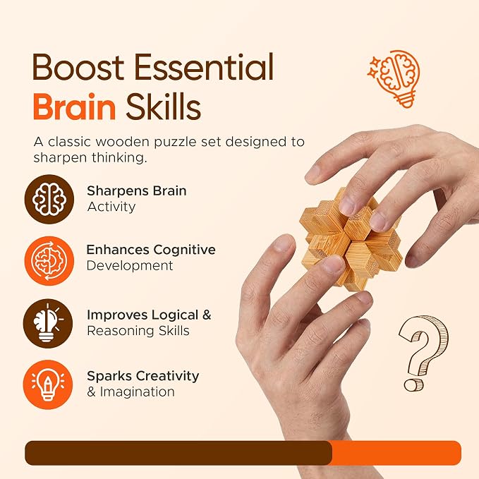 Wooden Brain Teaser Puzzles, 9pcs 3D Brain Teasers for Adults Teens Kids, Logic Mind Puzzle Box Lock Toy Removing Assembling 3D Small Puzzle Gift Set, Small 3D Unique IQ Hand Puzzles