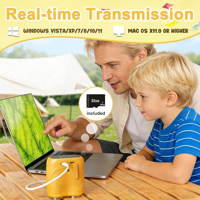 1000X Handheld Digital Microscope for Kids & Binoculars, STEM Toys, 2 in 1 | Kids Pocket Microscope with 2.0" IPS Screen, 8 LED, Photo and Video, Science Kit, Birthday Gifts for Boys Girls Ages 4-12