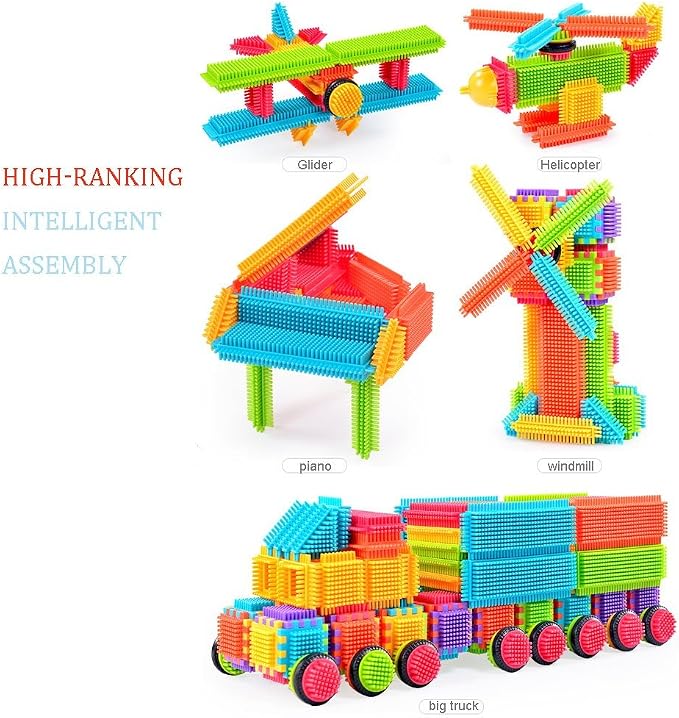 Teytoy 100 Pcs Bristle Shape Building Blocks Toy Set for toddlers Kids
