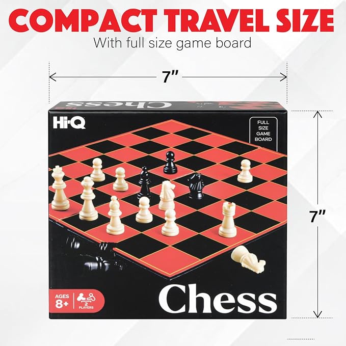 HI-Q Classic Chess Board Game – Educational Strategy Set for Kids, Adults & Beginners – Standard Style Pieces with Folding Board – Family Game Night