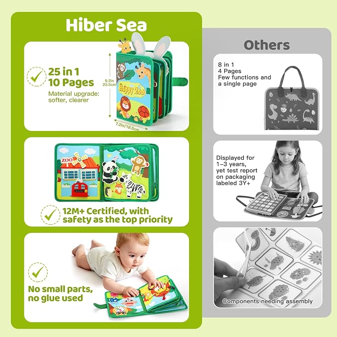 25 in 1 Busy Book for Toddlers 1-3 - Zoo Montessori Toy Toddlers Busy Board for 1 Year Old, Educational Sensory Quiet Toy, Airplane Car Travel Essentials Birthday Gift for 2-4 Yr 18 month old Boy Girl