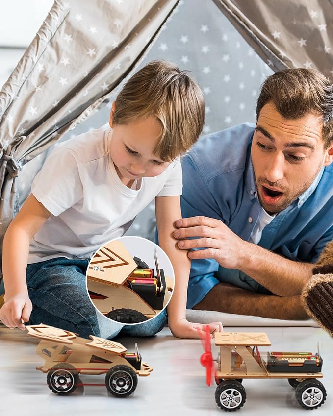 5 in 1 STEM Kits for Kids Age 8-10, Science Building Project Craft for 8-13, Model Car Kit, STEM Toys for Boys Girls Age 8-12, Wooden 3D Puzzles, Birthday Gifts for 6 7 8 9 10 11 12 13 Year Old