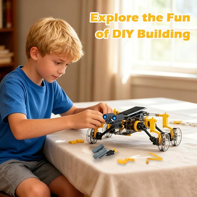 25-in-1 Solar Science Robot Kit, STEM Building Toy for Kids Ages 8+ | Solar & Battery Power, Transparent Visible Gear Body, DIY Education Experiment set Birthday Gift for Boys Girls 8-16