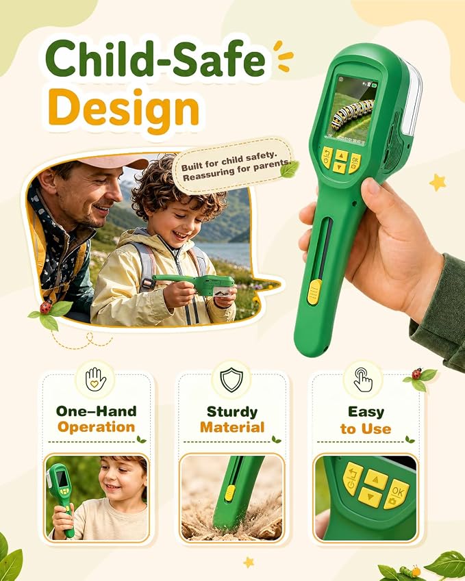 Bug Catcher for Kids with Camera & Auto-Focus | Digital Microscope,Outdoor Explorer STEM Science Kit, Birthday Gifts for Boys Girls Ages 3-8