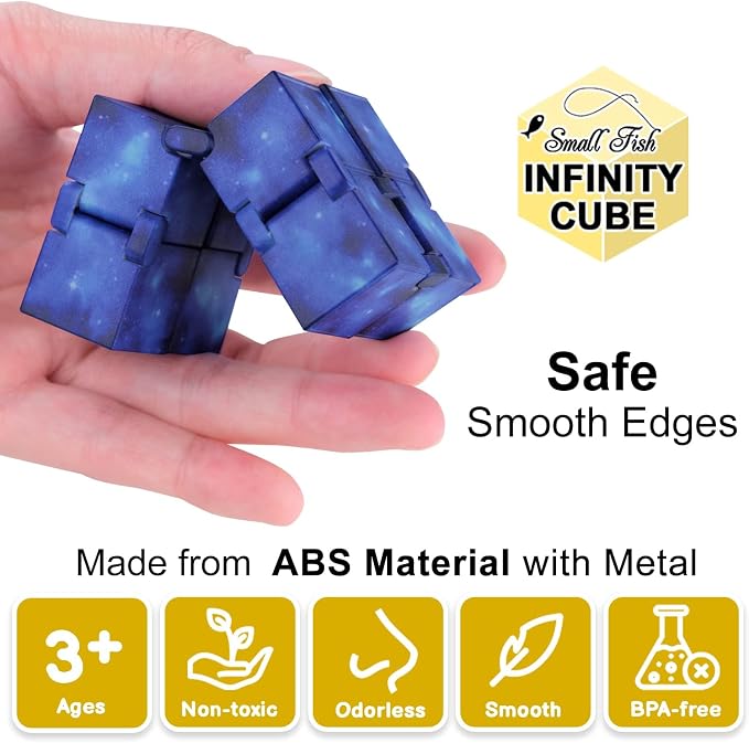 Infinity Cube Sensory Fidget Toy, EDC Tool Fidgeting Game for Kids Adults | Travel Toys Roadtrip Essential, Cool Gadget Anxiety Relief Items for Calm Down, Hand-Held Fidget Toy for Office Home School