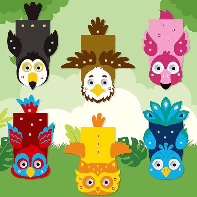 WATINC Hand Puppet Making Kit, Felt Sock Puppet Toys for Kids (Bird A) | 6 Styles, Make Your Own Storytelling & Role Play Crafts, Creative Group Activity, Party Favors & Gifts for Kids Ages 4-8