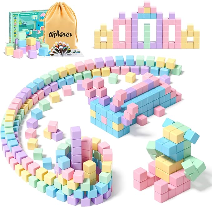 Apluses 45PCS Magnetic Blocks - Kids Girl Toys, Magnet Building Blocks, STEM Sensory Outdoor Autism Toys for 3-5 Year Old Boys & Girls, Magnetic Cubes Classroom Must Haves for Kids Ages 3+