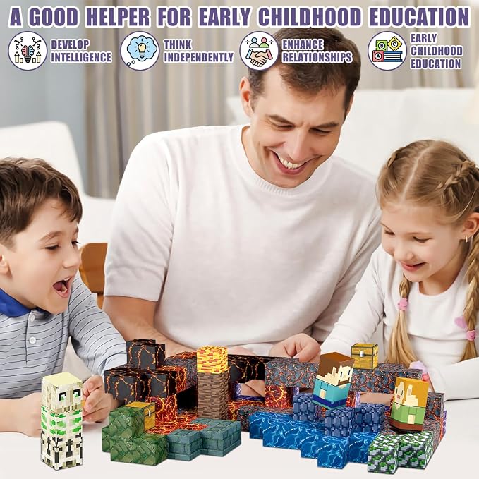 213PC Magnetic Blocks, Magnetic Building Blocks STEM Building Toys for Kids | educational stacking magnets cube for boys girls age 3+, ideal birthday gift party game supplies, construction toys