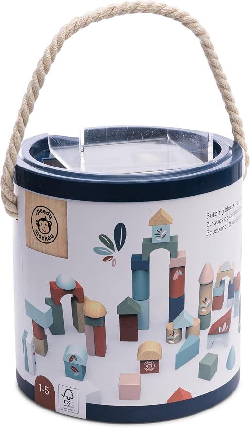 Wooden Building Blocks Set 50 Pieces STEM Learning Toy | 50-piece construction set, stacking toys, building blocks, preschool toys, toddler boy toys, STEM spatial reasoning, creative