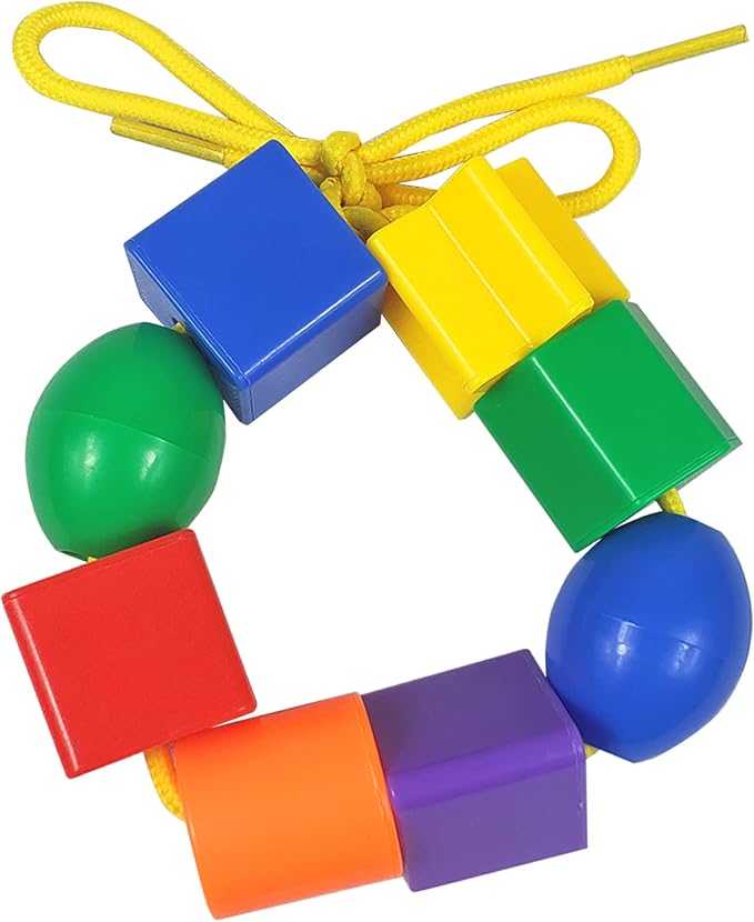 KUTOI Toddler Toys - Big Lacing Beads Set for Fine Motor Skills & Hand-Eye Coordination - 36 Beads & 6 Strings - Color Sorting & Counting Educational Learning Toy Montessori Toys