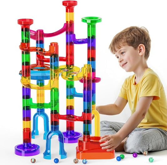 Ifollower Marble Run, 109Pcs Marble Maze Game Building Toys for Kid, Upgrade Mable Track Race Construction STEM Learning Toy, Birthday for Boys Girls Aged 3-12