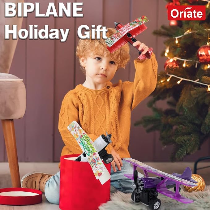 Oriate 3 Pack Die-Cast Pull Back Toy Airplane Set, Aircraft Model Toy Airplanes, Party Favor Gifts, Christmas, Halloween, Easter, Birthday, for Boy and Girl 3 Years Old and Up