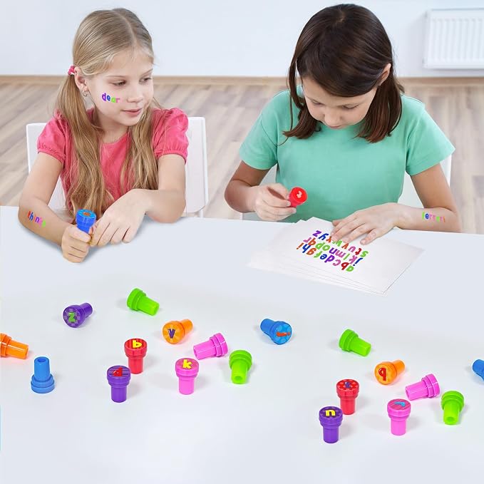 Cinrobiye 24 Pcs Alphabet Stampers Party Favor Set, Cute Letter Stamps for Kids Birthday Party, Classroom Rewards, ABC Learning Toys, Goody Bag Fillers, Educational School Supplies