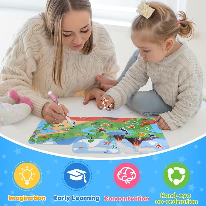 ASTARON 3 Pack Reusable Sticker Books for Toddlers,Educational Sensory Toy | Reusable Sticker,Waterproof Jelly Stickers, Portable Travel Toys,Educational Sensory Learning Toy,Gift for Boy Girl