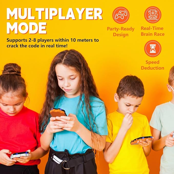 Electronic Code Breaker Game, 10,000+ Logic Challenges for 1-8 Players | Handheld logic puzzle includes a clamp and supports solo or group play for kids and adults, at home or while traveling.