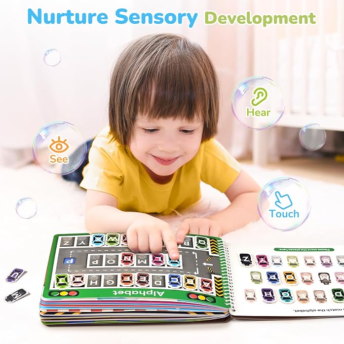JoyCat Preschool Busy Book for Toddlers 3-5, Learning Activities, Educational Sensory Toys, Autism Learning Material, Back to School, Birthdays Presents for Boys Girls | 15 reusable themes with letters, numbers, colors and matching as autism learning m...