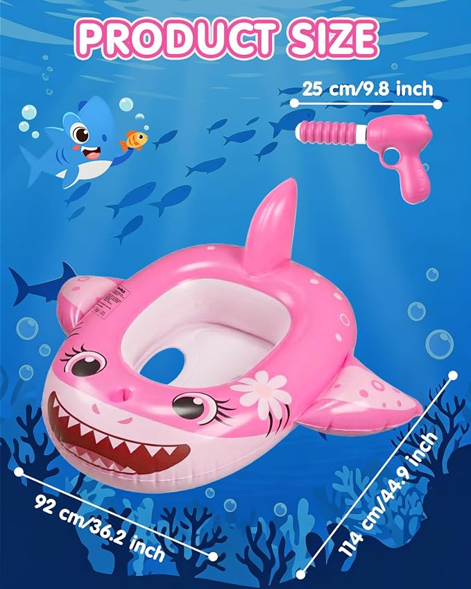 2PCS Inflatable Pool Floats Kids, Pirate Ship Pool Float with Water Gun, Pool Toys for Kids Ages 4-8, Pool Float Safety Seat Swimming Pool Games for Boys Girls