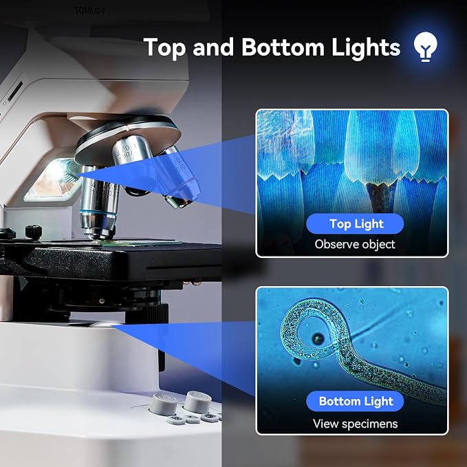 TOMLOV DM301 Max Microscope for Kids Students Adults, Science Experiments | 7" Screen, X-Y Metal Stage, TV/PC Display, Camera & Video, Wireless APP Share, Dual LEDs, 1200X Biological Science Slides Kit