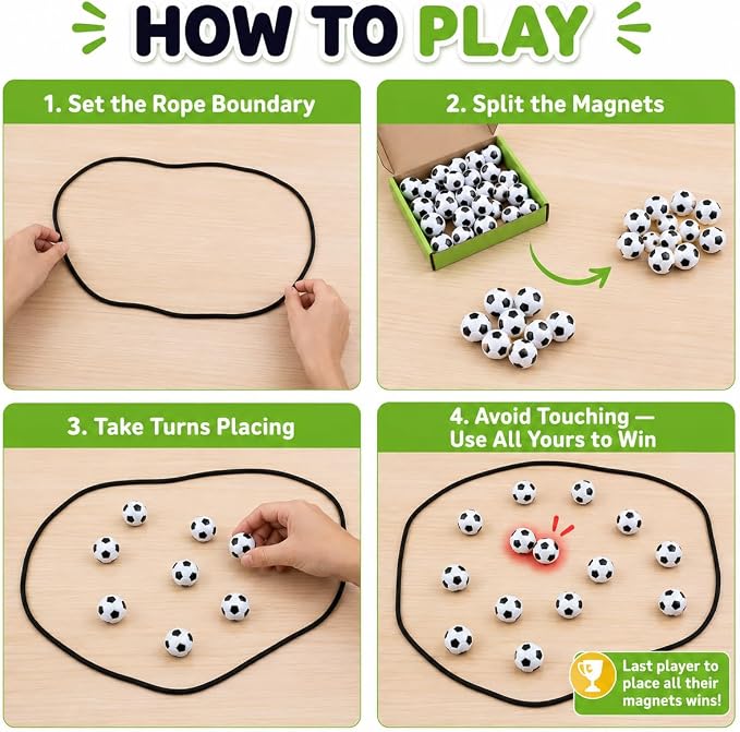 POSOUL 20 PCS Balls Magnetic Game with String, Soccer-Themed Magnet Board Set, Fidget Toys，Portable Tabletop Strategy Toy for Parties, Travel and Camping, Gift for Kids Ages 3+ and Adults