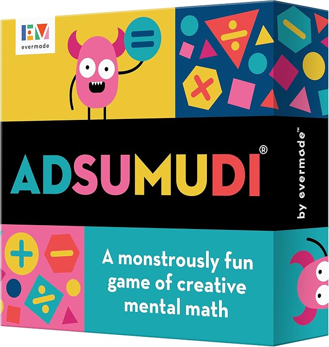 Evermade Adsumudi Math Game - The Monstrously Fun, Smart Game for Kids to Practice Multiplication, Division, Addition and Subtraction - Great for Kids Ages 8-12