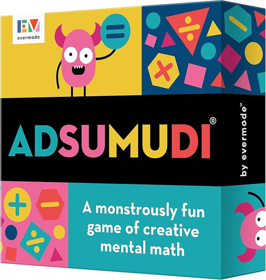 Evermade Adsumudi Math Game - The Monstrously Fun, Smart Game for Kids to Practice Multiplication, Division, Addition and Subtraction - Great for Kids Ages 8-12
