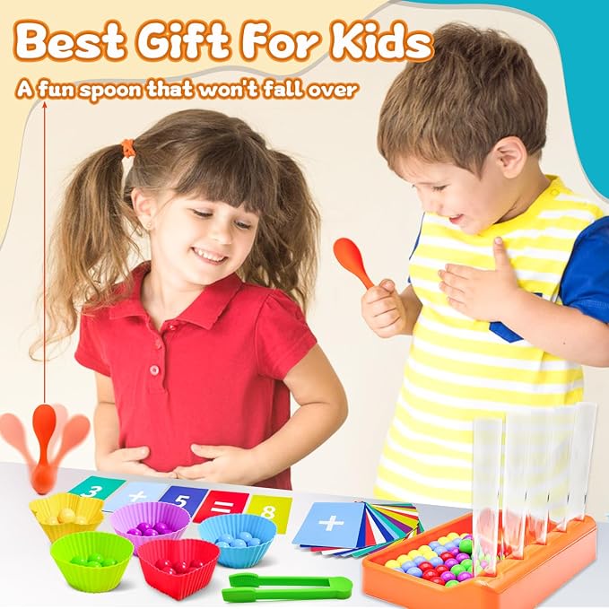 Counting and Color Sorting Toys Set, Preschool Learning Toys | Fine Motor Skills Color Recognition and Math Learning Games, Educational Toy Gift for Kids Age 3 4 5 6Year Old Boys Girls