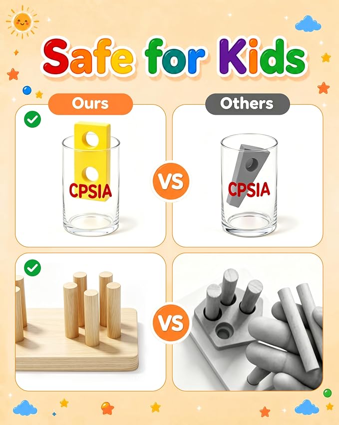 Montessori Toys for 1 2 3 Year Old Boys Girls Toddlers, Wooden Toys Gifts | Sorting Stacking Toys for Toddlers Kids Preschool, Educational Color Recognition Shape Sorter, Learning Puzzles Birthday Gift