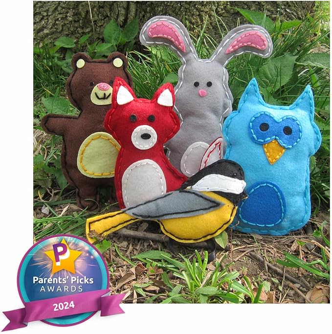 Woodland Animals Kids Sewing Kit, Educational Beginner Arts & Crafts Gift for Boys and Girls Ages 7 to 13 DIY Learn to Sew Embroidery
