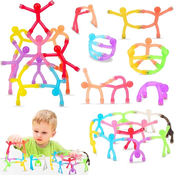 24pcs Magnetic People Figures for Kids 3-8 Travel STEM Fidget Toy | Safe ASTM-certified, Quiet Play for Airplane Car Trips Restaurant, Develops Creativity for Classroom Rewards Stocking Stuffer
