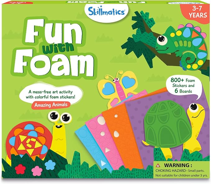 Skillmatics Foil Fun & Fun with Foam Animals Theme Bundle, Art & Craft Kits, DIY Activities for Kids