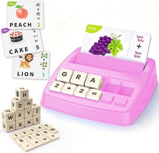 Ondalis Toys for 3-8 Year Olds Girls, Matching Letter Spelling Games for Kids Ages 3-8 Preschool Learning Educational Toys for Kids Birthday Gifts for 3-8 Year Olds Girls Pink